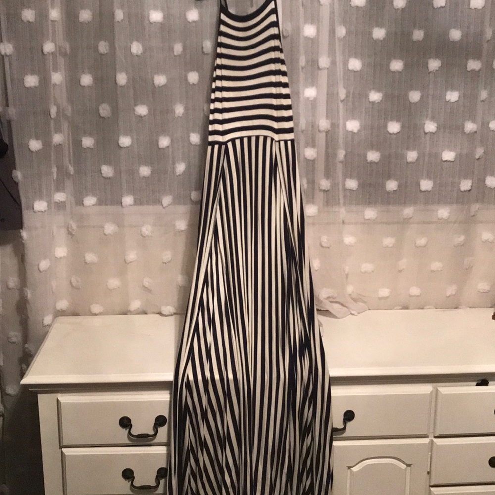 Navy stripes maxi dress